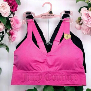 Juicy Couture Pink & Black 2 Bralette Sports Bras Size S NWT